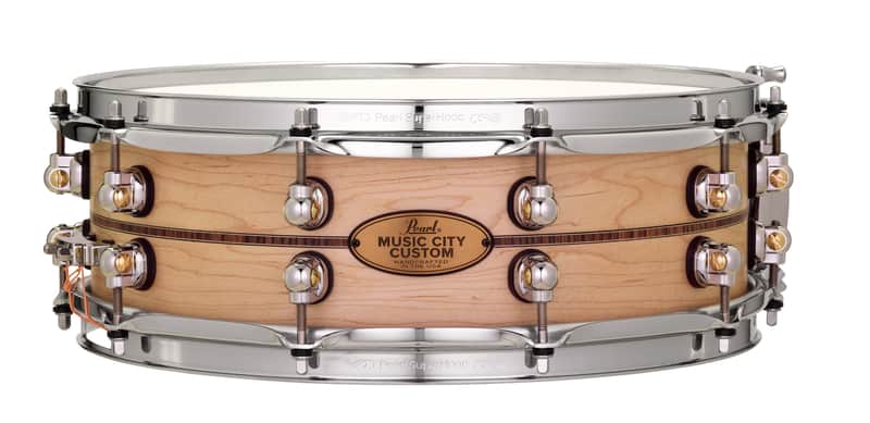 Pearl *Pre-Order* Music City Custom 14x5" Maple Solid Shell Snare Nashville Natural Finish Kingwood Center Inlay | NEW | Made in the USA | Special Order | Authorized Dealer image 1