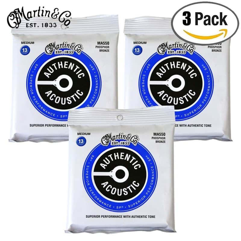 Martin MA550 SP Phos Bronze Auth Guitar Strings Medium 13-56 (3 PACK) image 1