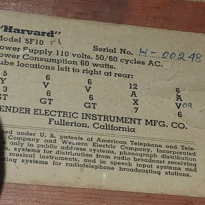 Vintage Fender Harvard 5F10 1x10" Combo Amplifier 1956 - Tweed VERY RARE! image 17