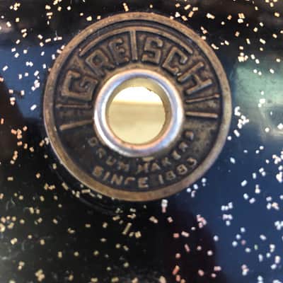 Ultra-rare Gretsch Bass Drum  Anniversary Black Sparkle 1958  22” image 13