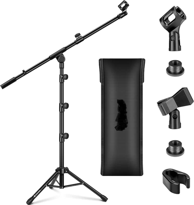 Tripod Microphone Stand Boom Arm Floor Mic Stand with Carrying Bag and 2 Mic Clips for Singing Performance Wedding Stage and Mic Mount CY0239 image 1