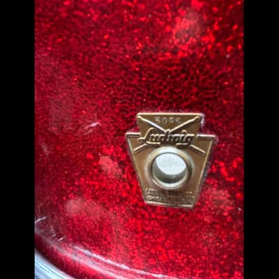 Ludwig Jazzfest 1963 - 5x14 Red Sparkle snare drum image 4