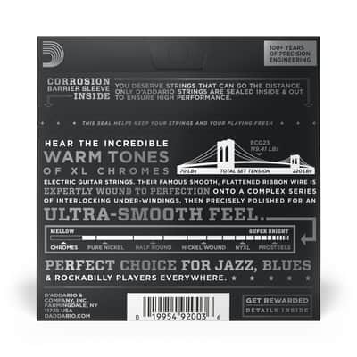 D'Addario ECG23 Chromes Flat Wound Electric Guitar Strings (10-48) image 8