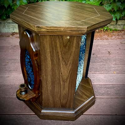 1x12 octagon guitar speaker cabinet! Semi open. Vintage 8 ohm speaker inside. Unique 3D grill cloth. Candle lights up! image 13