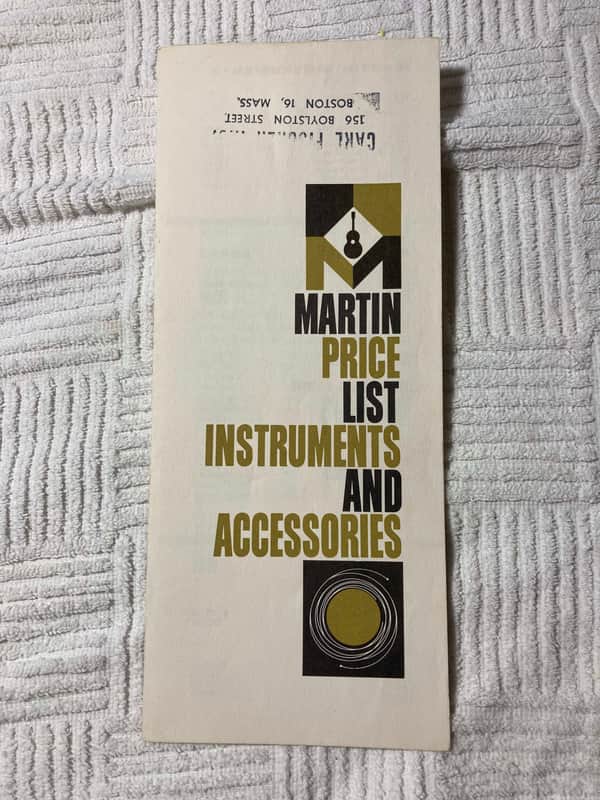 Vintage 1960 Martin Guitar Price List Case Candy image 1