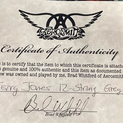 Jerry Jones Brad Whitford’s Aerosmith, 12 String Authenticated! (#86) 1990s Black/White image 5
