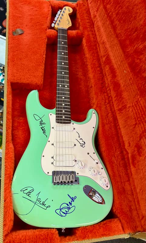 Fender Jeff Beck Stratocaster, 1999, Autographed by Brian Wilson, Jeff Beck, Al Jardine & David Marks with Case image 1