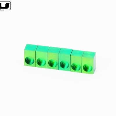 FU-Tone Titanium Saddle Insert For Locking Tremolo Green Anodized - 6 String Set - Made In USA! image 1