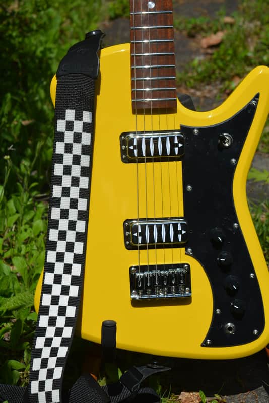 2023 Airline Bighorn Guitar in a TV Yellow finish w/New Black Dunlop Straploks & comes in a New Black Gator Hardshell Case ~ As New ! image 1