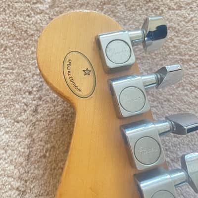 Fender FSR "Splattercaster" Standard Splatter Stratocaster with Rosewood Fretboard 2003 - Midnight Blue Swirl over Olympic White image 4