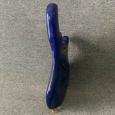 Clear Blue Basswood 4 String Bass Body image 6