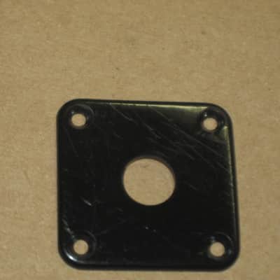 used (medium relic'd) genuine Gibson PRJP-010 Black Plastic Jack Plate for Les Paul (+ used nickel finish screws - but very clean gold finish screws available upon request) 1990s - 2020s (specifically from 1996) image 9