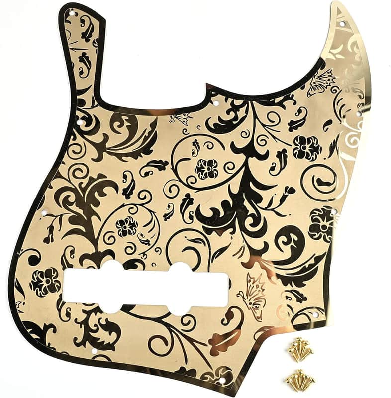 Jazz Bass Stainless Steel Engraved Pickguard (4 String) - Gold image 1