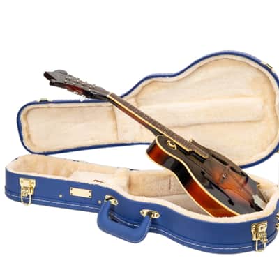 Crossrock Wooden F-Style Mandolin Case | Vibrant Blue Faux Leather, Stainless Steel, Latches, Storage Compartment – Designer Series (CRW520MFVB) image 4