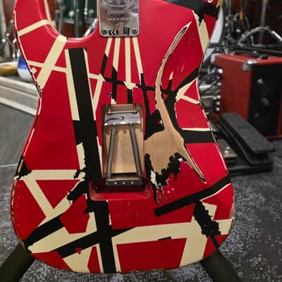 EVH Striped Series Frankie Electric Guitar Red BUNDLE w/ Black and White Stripes Relic w/AMP, Case & Picks image 2