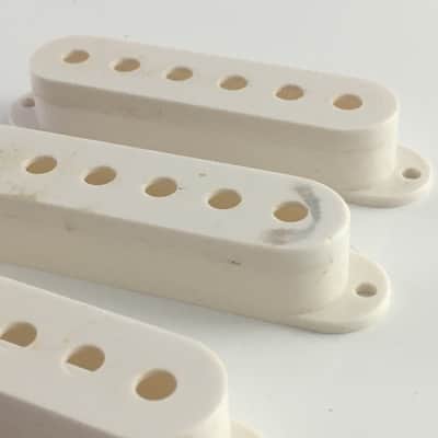 3 Genuine Fender Squier Vintage Strat Pickup Covers Electric Relic Aged White image 6