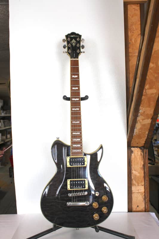 2003 Washburn WI-66 Pro Electric Guitar Gray Flame Top With Hard Shell Case image 1