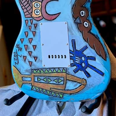 IYG Tribal Axe Custom Stratocaster-style Sky, living art, custom wired, mucho mojo tone machine! image 6