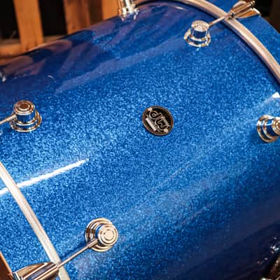 DW Performance Blue Sparkle Drum Set - 18x22,9x13,14x16 image 6
