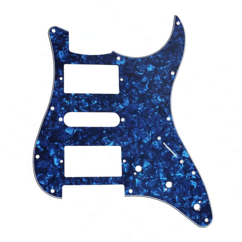 11-Hole HSH Strat Pickguard (Square Corner) - 4-Ply Blue Pearl image 1