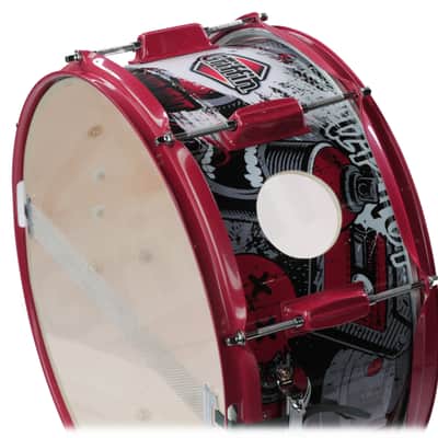 GRIFFIN 14" x 6.5" Birch Wood Snare Drum (Limited Edition) – Large 2.5" Vents, Red Hardware, Graphic Wrap – with Drum Key & 8 Metal Lugs image 5