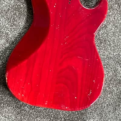 1988 G&L Fullerton Skyhawk guitar Body LEFT HANDED Alder Transparent Red image 6
