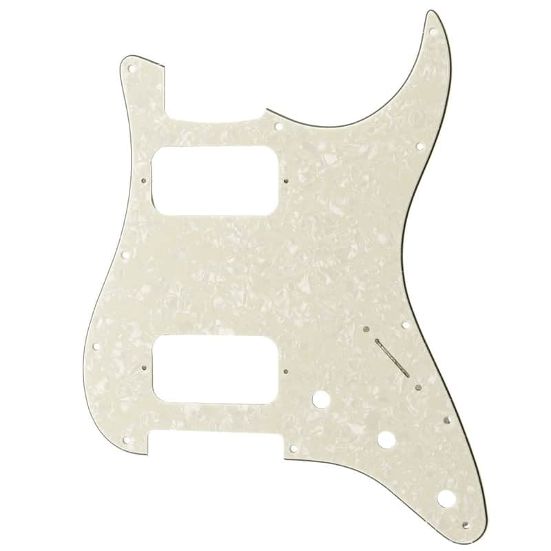 11 Holes Round Corner HH Strat Pickguard 2 Humbuckers for American/Mexican Fender Standard Stratocaster Electric Guitar, 4Ply Aged White Pearl image 1