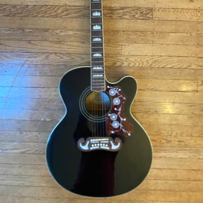 Jumbo Epiphone By Gibson EJ-200CE 1990s -2000s - Black image 12