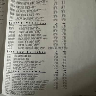 Chandler Stratocaster Replacement Body Brochure & Dealer Price List 1986 image 9