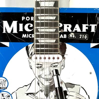 Awesomesauceguitars electric guitar made from a vintage microscope box Diddley Bo cigarbox guitar The Boxcaster 2026 - Blue box image 2