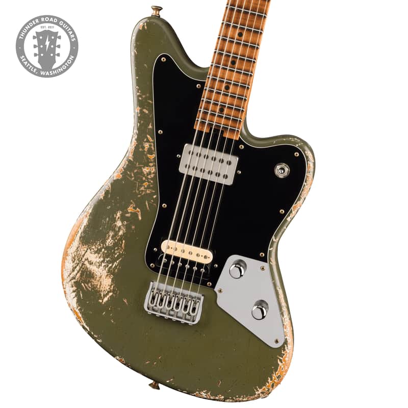 New Jackson Custom Shop Limited Edition Master Built Misha Mansoor Baritone Surfcaster Army Drab Green PREORDER image 1