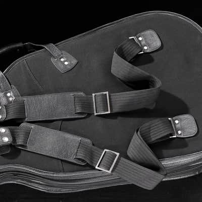 Harvest Fine Leather Black Buffalo & Canvas Gig Bag for Two Electric Bass Guitars image 4