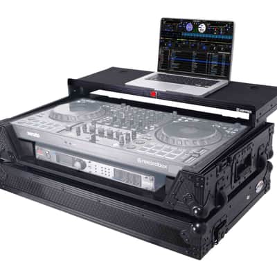 ProX XS-DDJREV5 WLTBL LED, ATA Flight Style Road Case for Pioneer DDJ-REV5 DJ Controller with Laptop Shelf 1U Rack Space Wheels and LED Black Finish image 1