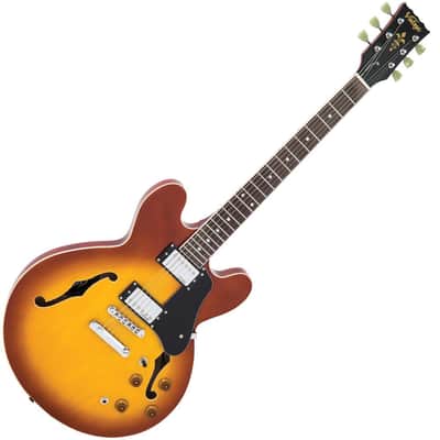 Vintage VSA500HB ReIssued Semi Acoustic Guitar - Honeyburst (Open Box) image 2