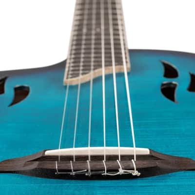 Ortega TourPlayer Series Nylon String Acoustic-Electric Guitar - RTPDLX-FMA-L, Left-handed, Flamed Mapled Blue image 9