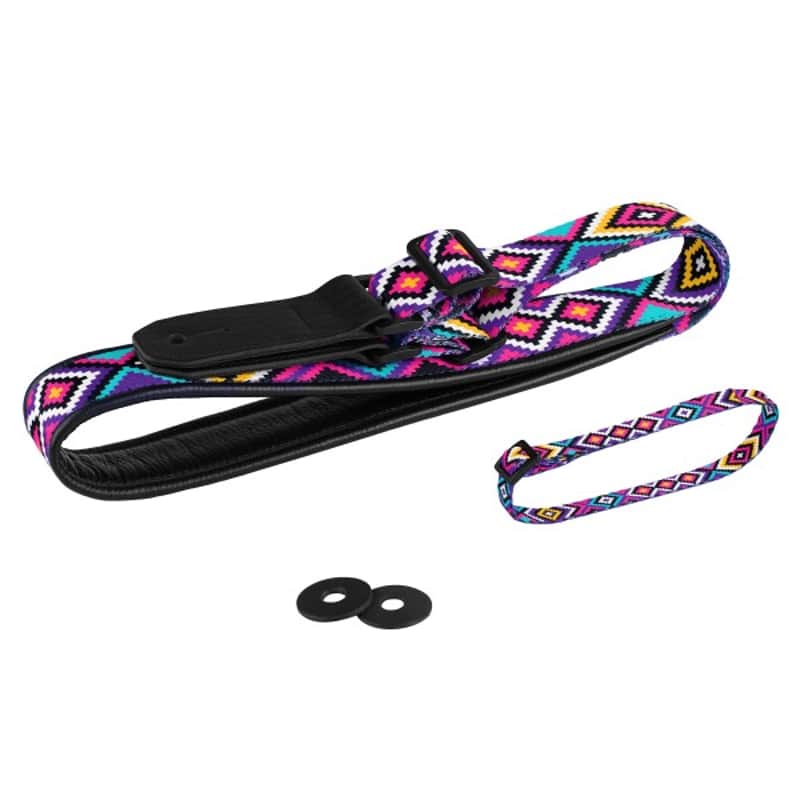 Strap for Guitar Ukrainian Nylon + Leather Ethnic Hutsul National image 1