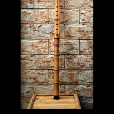 Long-Xiao Flute-Yellow Bamboo– Concert-Tuned Key E/D/C/B (Lowest Note), 8 Holes, 3 Piece - Finish with Lacquer Protection Inside, Xiao's tail is covered with buffalo horns image 2