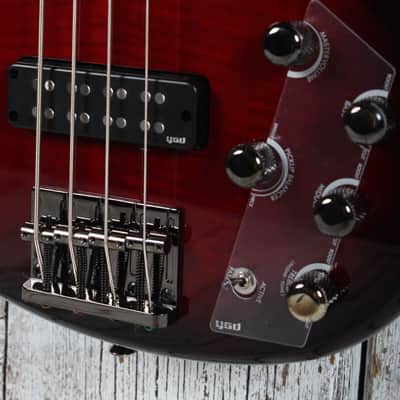 Yamaha TRBX604FM 4 String Electric Bass Guitar Flame Maple Top Dark Red Burst image 4