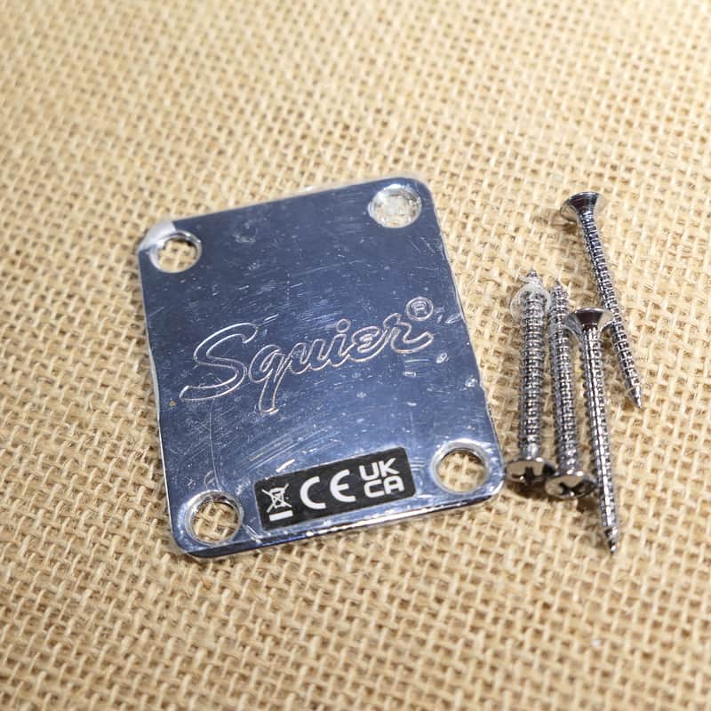 Neck Plate Chrome, Genuine 2022 Squier Bullet Special Stratocaster Same Day Shipping #DK07 image 1