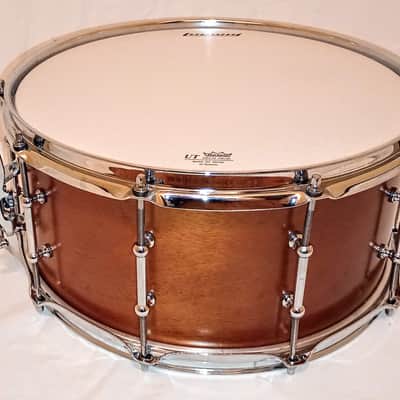 LUDWIG UNIVERSAL (CUSTOM W/ MUFFLER) MAHOGANY VIDEO LINK 6.5X14 MAPLE RINGS  - SATIN FINISH - FREE SHIP TO C-USA! image 3