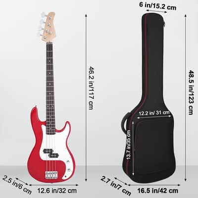 Bass Guitar Bag, Bass Guitar Bag Gig Bag Backpack Electric Bass Guitar Case Soft 0.38 inch Padding Lightweight with Pockets Waterproof (Black) image 2