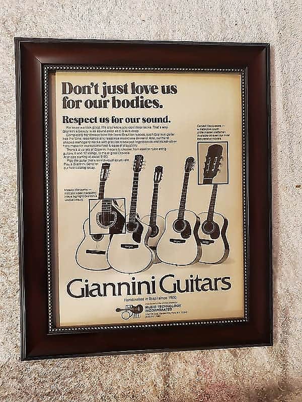 1979 Giannini Guitars Promotional Ad Framed Craviola Acoustic Original image 1