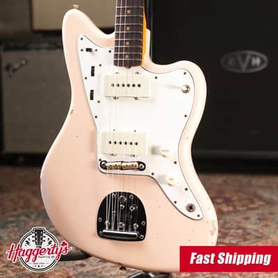 Fender Custom Shop 1963 Jazzmaster Relic Electric Guitar - Aged Shell Pink with Hardshell Case image 1