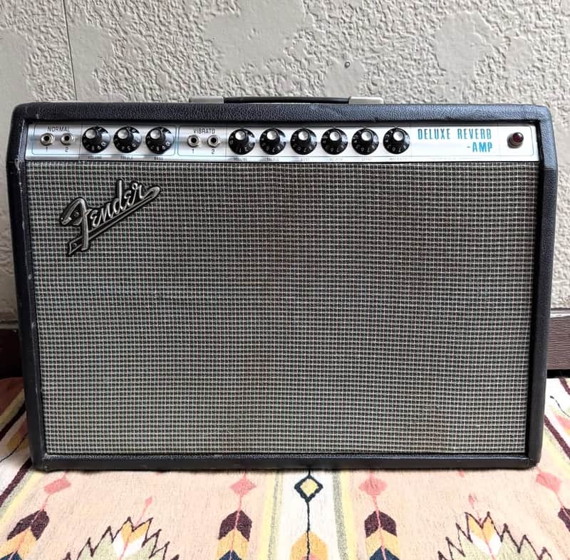 1968 Fender Deluxe Reverb Drip Edge Guitar Amp Silverface image 1