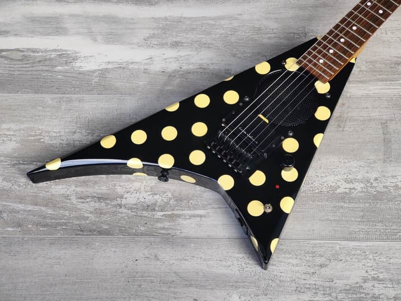 1996 Grover Jackson Japan Mini Rhoads Flying V w/Onboard Speaker/Amp (Polka Dot) image 1