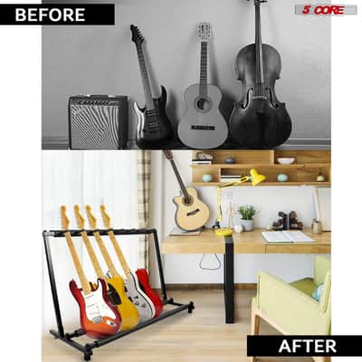 5 Core Multi Guitar Rack Stand Floor 7 Slot Adjustable Flying V Guitars Holder image 9