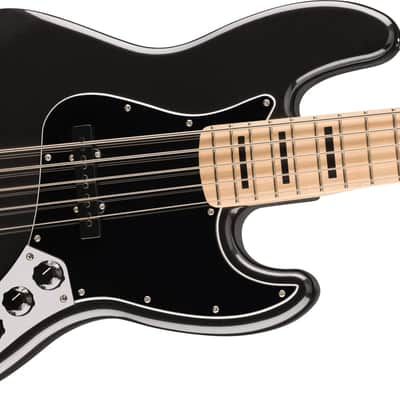 Squier Affinity Series Active Jazz Bass V, Maple Fingerboard, Black Pg, Black Metallic image 2