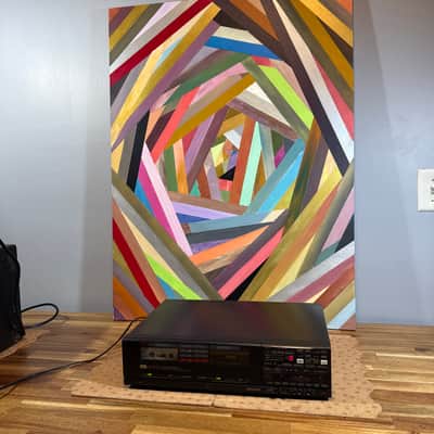 SANSUI D-W10 Twin Auto Reverse Cassette Deck Made in Japan Headphone Jack Black image 1