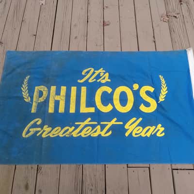 Vintage Circa 1940's Philco Radio "Greatest Year" Trade Show Flag Banner! image 1