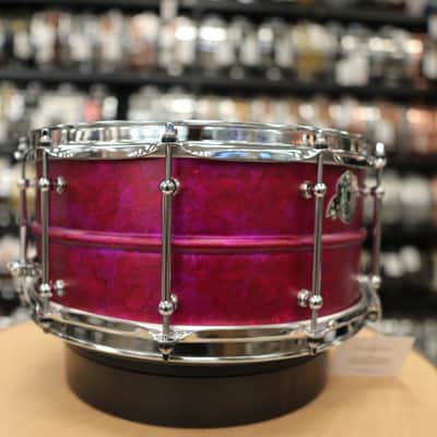 Pork Pie 6.5x14" Aluminum Snare Drum (Pink Alcohol Ink Finish) image 7